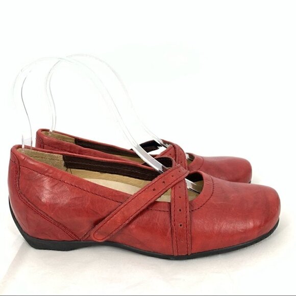Wolky womens flats size 36 red leather sticky strap maryjanes walking - Picture 14 of 14